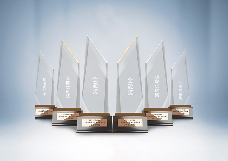 宇通10.5米和12米宇光造型纯电动公交车斩获“全能奖”“节能优胜奖”和“续驶优胜奖”全部六项大奖——2023EB-PAC全国新能源公交车性能评价赛